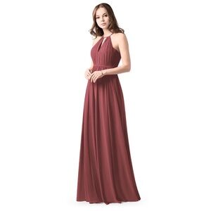 Azazie “Violet” Bridesmaid Prom Formal Maxi Dress in Desert Rose Color Size A4